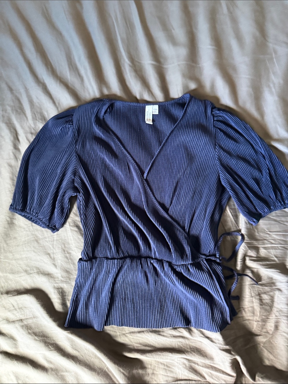 & Other Stories Navy Wrap Peplum Blouse
